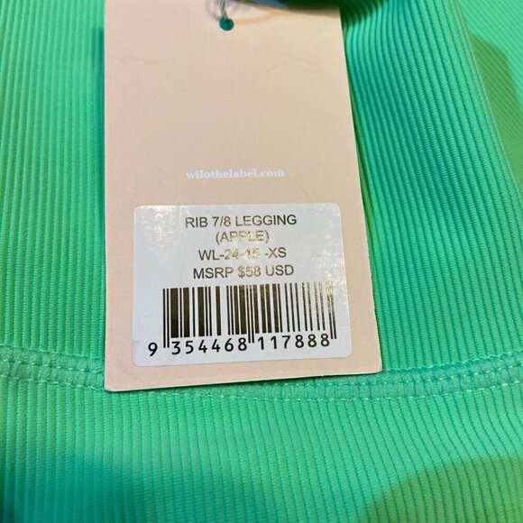 Wilo The Label Womens 7/8 Leggings XSMALL Rib Apple Athleisure Workout Athletic - Picture 2 of 6